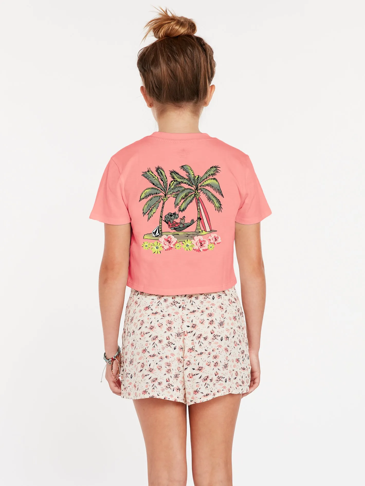 Girls Pocket Dial Tee - Coral Haze