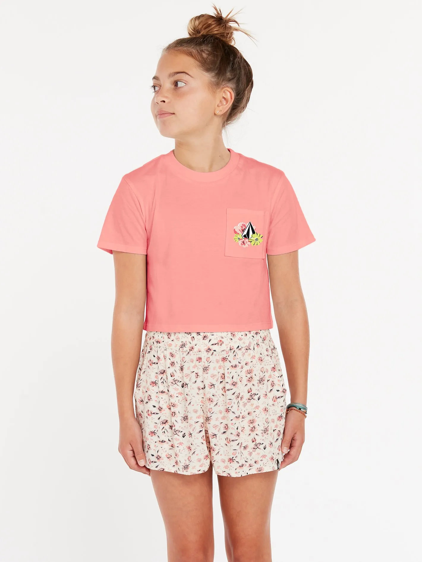 Girls Pocket Dial Tee - Coral Haze