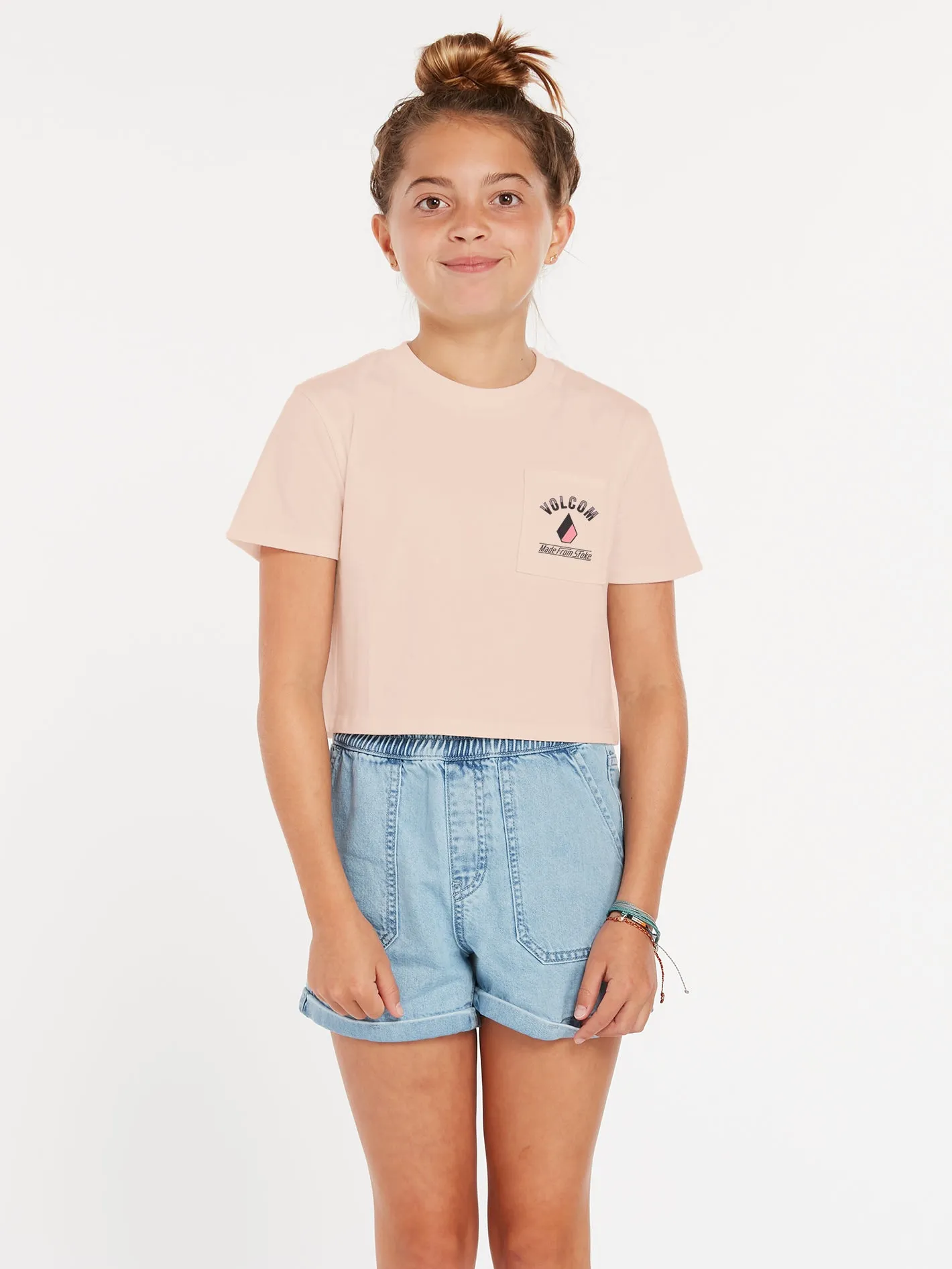 Girls Pocket Dial Tee - Hazey Pink