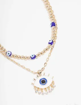 Gold Evil Eye Layered Necklace