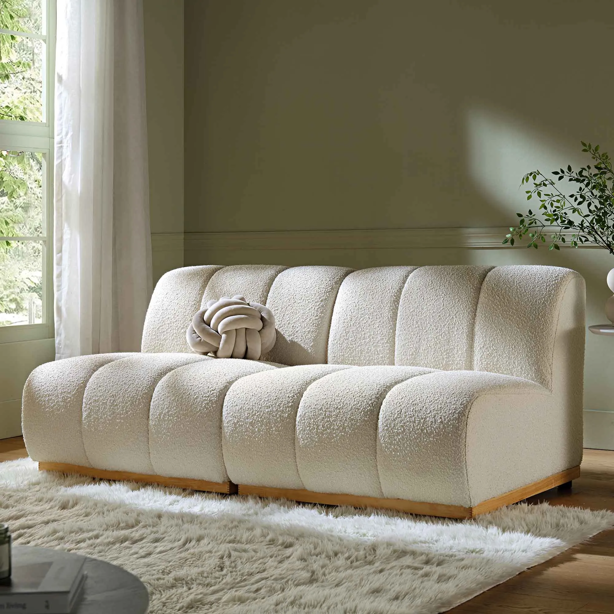 Granvia Ecru Boucle Modular Sofa, 2-Seater Sofa