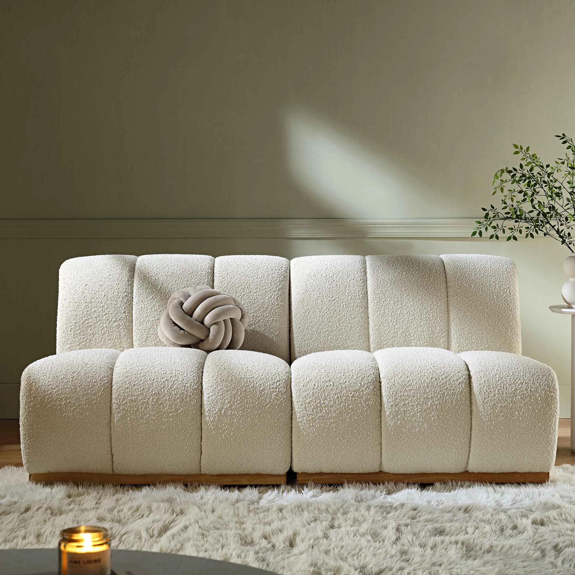 Granvia Ecru Boucle Modular Sofa, 2-Seater Sofa