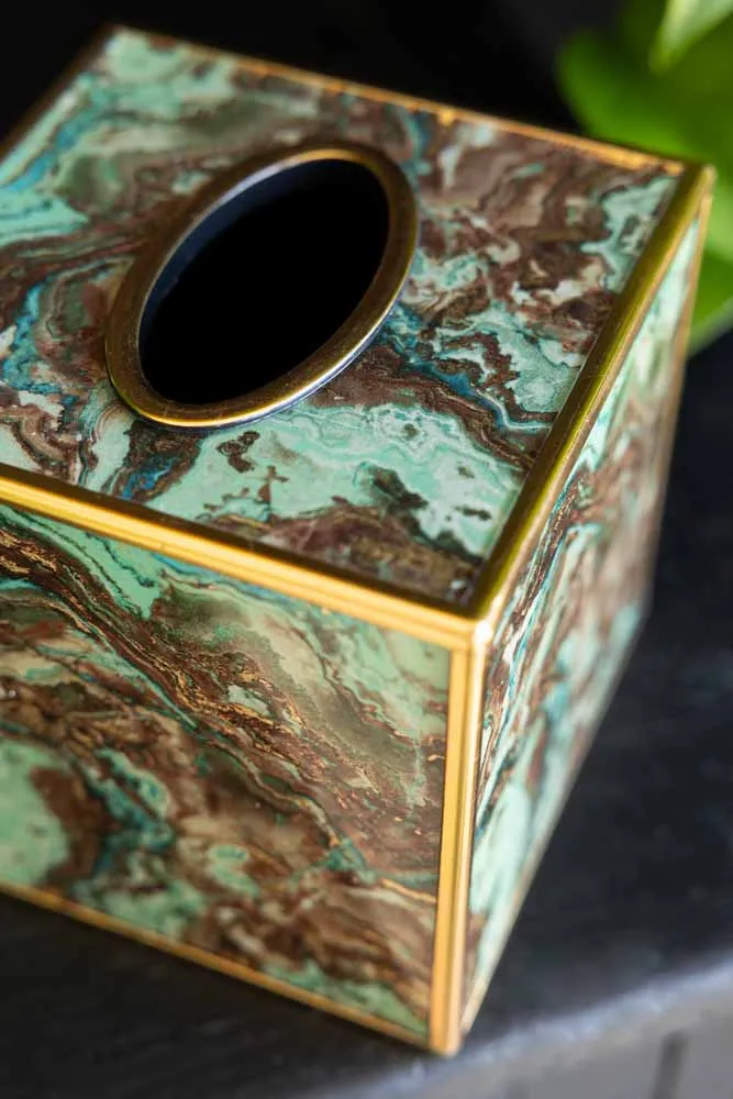 Green Marble Effect Tissue Box