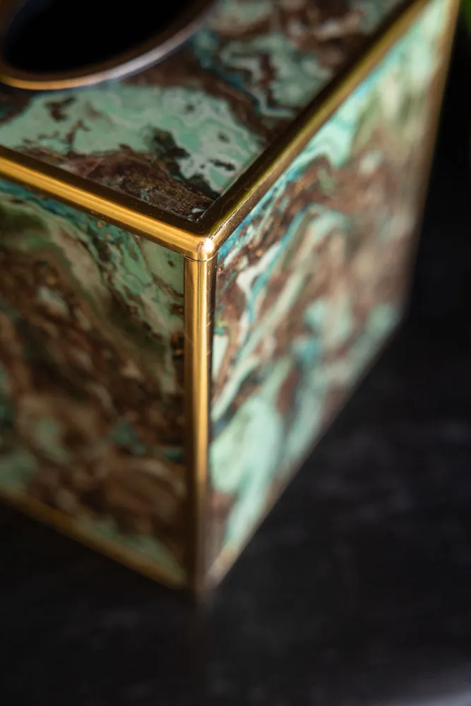 Green Marble Effect Tissue Box