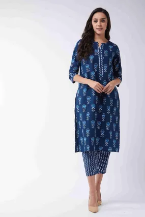 Indigo Printed Kurta And Pants