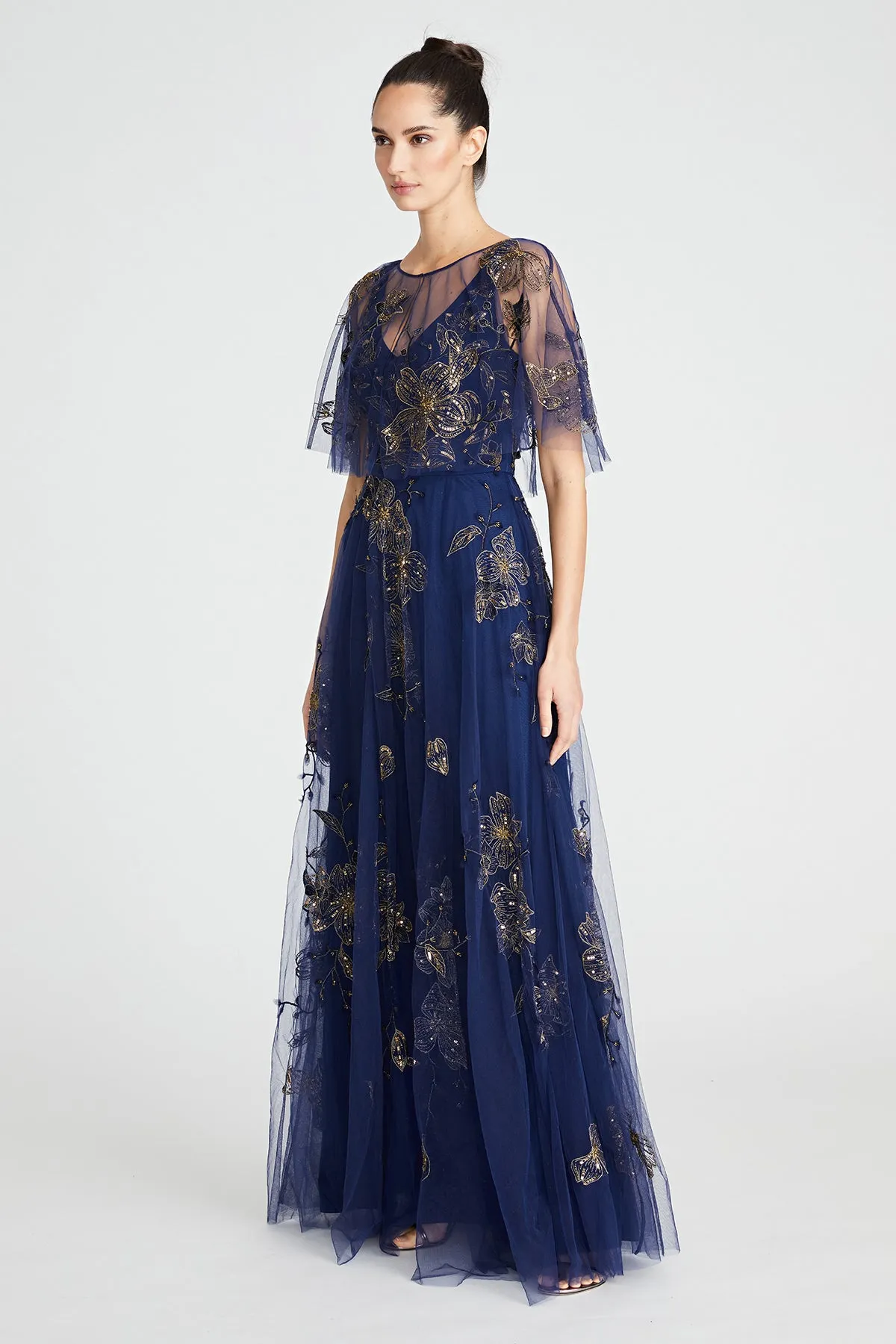 Jaylee Beaded Capelet Gown