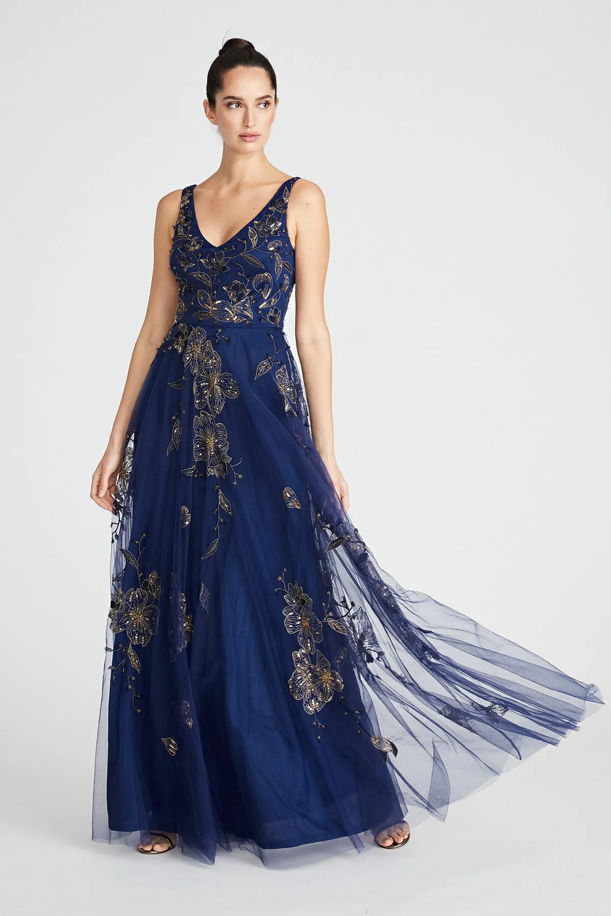 Jaylee Beaded Capelet Gown