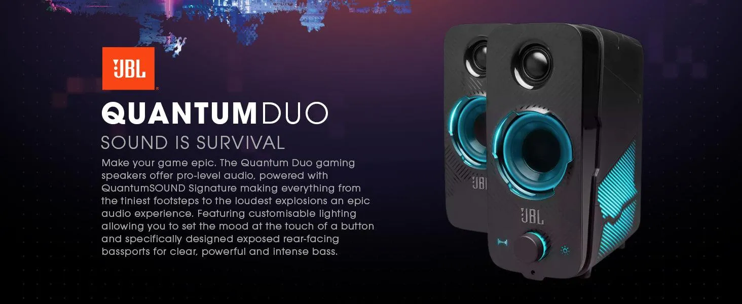 JBL Quantum DUO Bluetooth Gaming Speakers (Customisable RGB Lights)