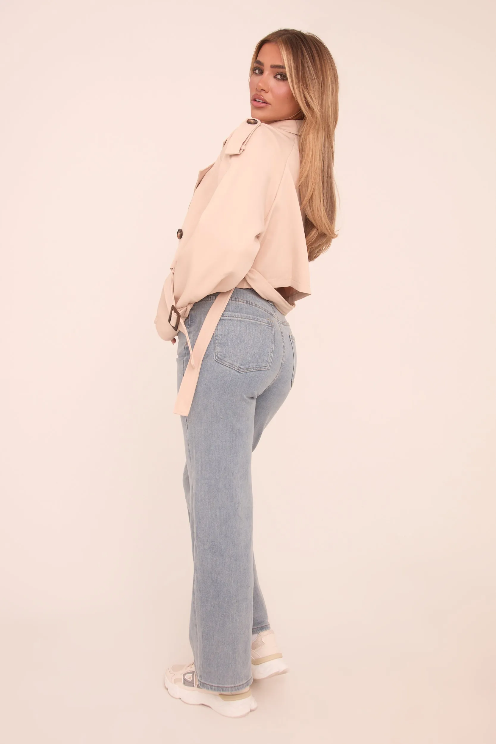 Light Blue Stretch Straight Leg Jeans - Hayle