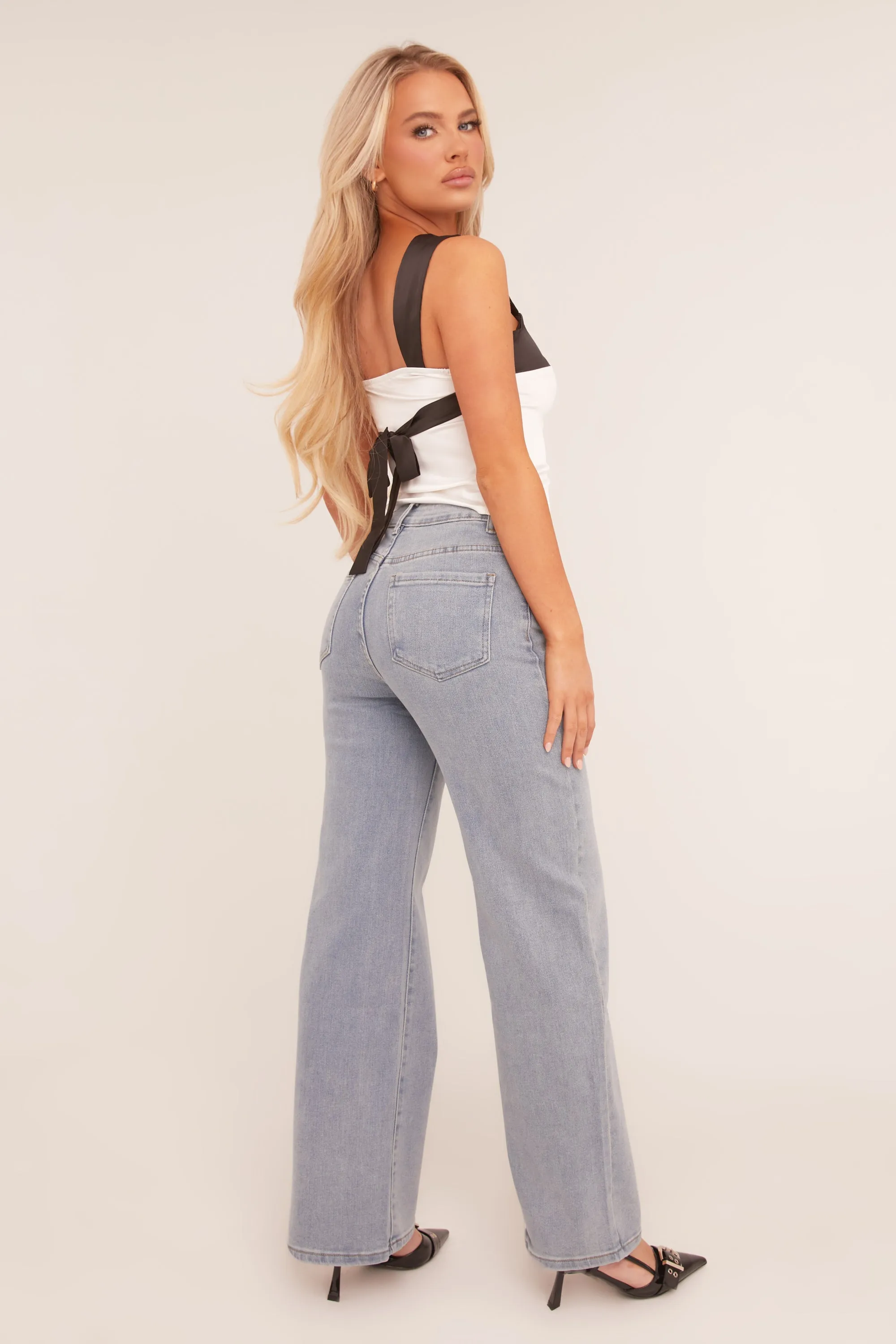 Light Blue Stretch Straight Leg Jeans - Hayle