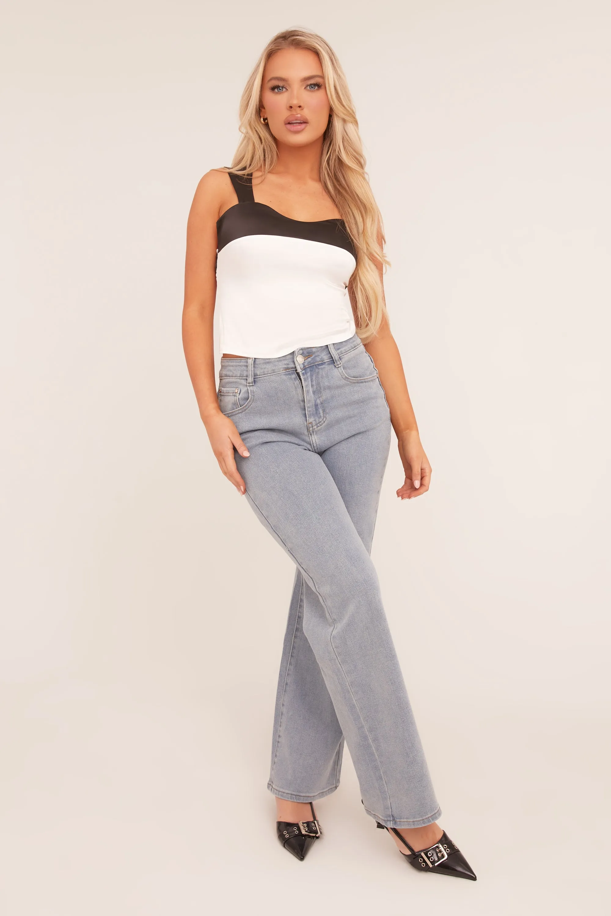 Light Blue Stretch Straight Leg Jeans - Hayle