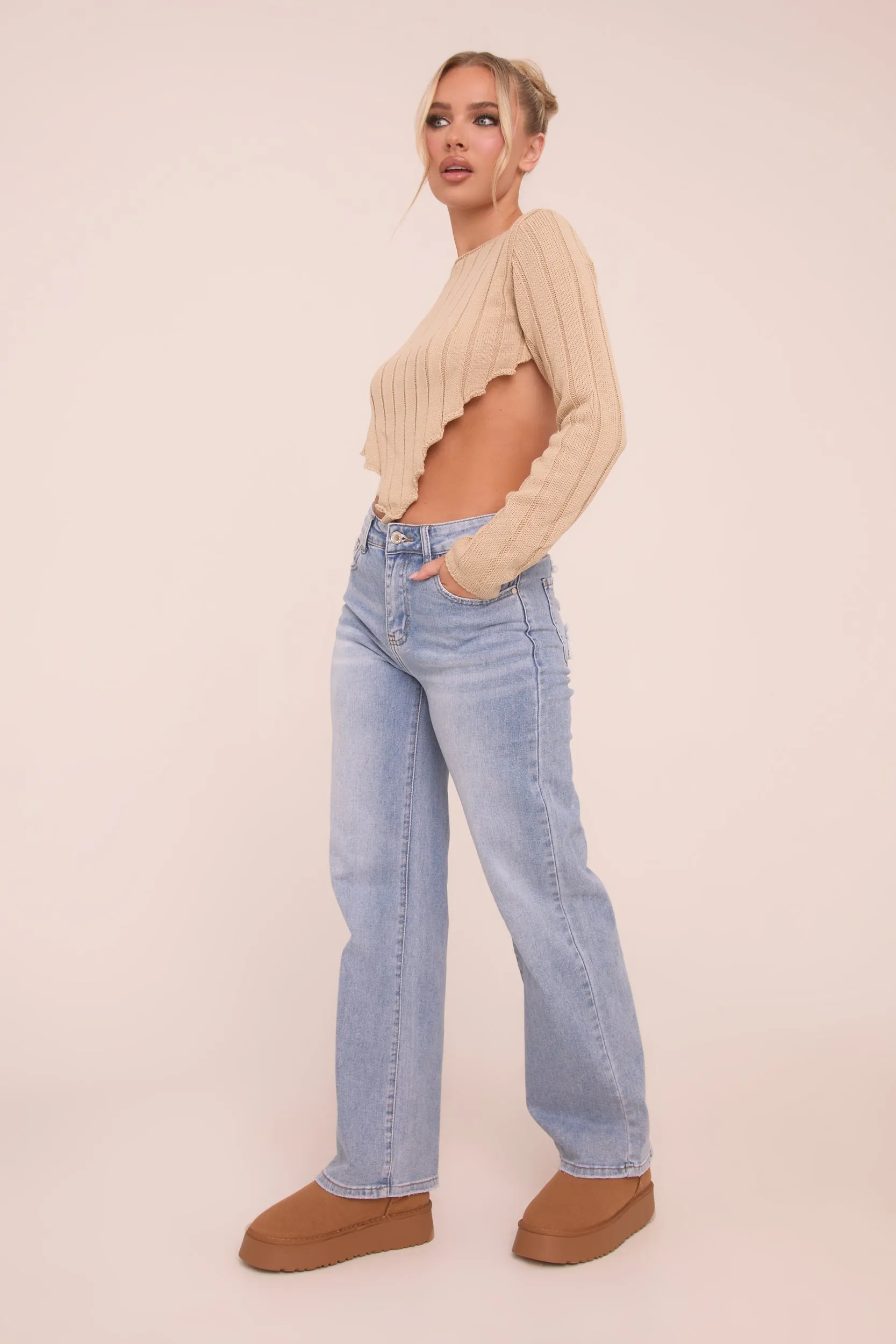 Light Blue Stretch Straight Leg Jeans - Sam