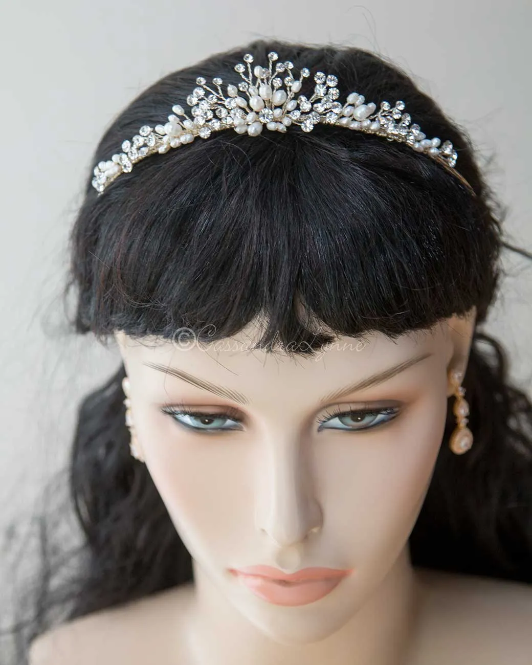 Light Gold Pearl Wedding Tiara