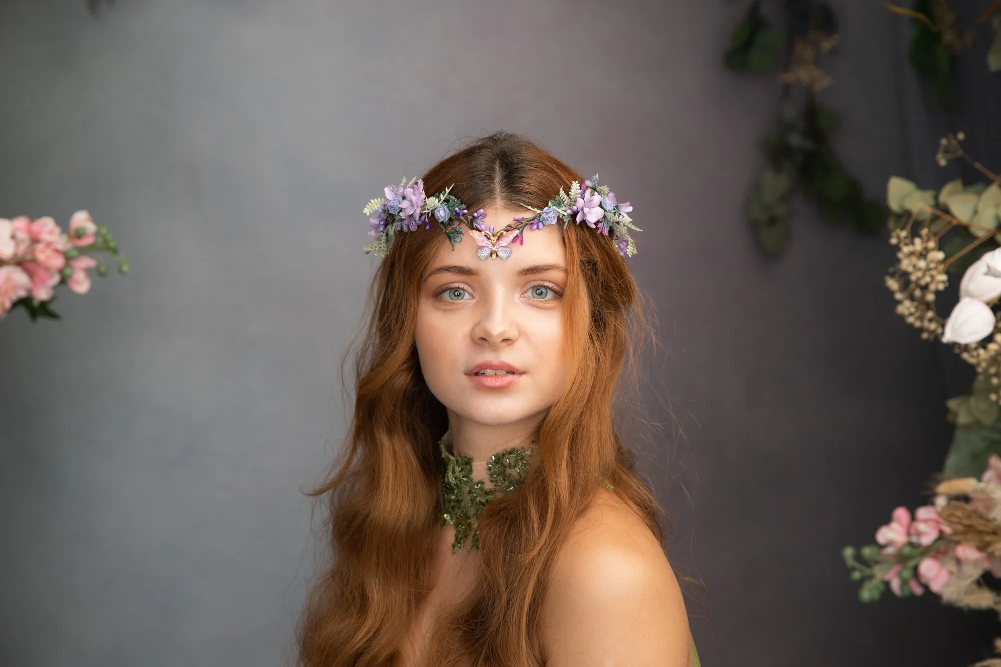 Lilac elf flower tiara