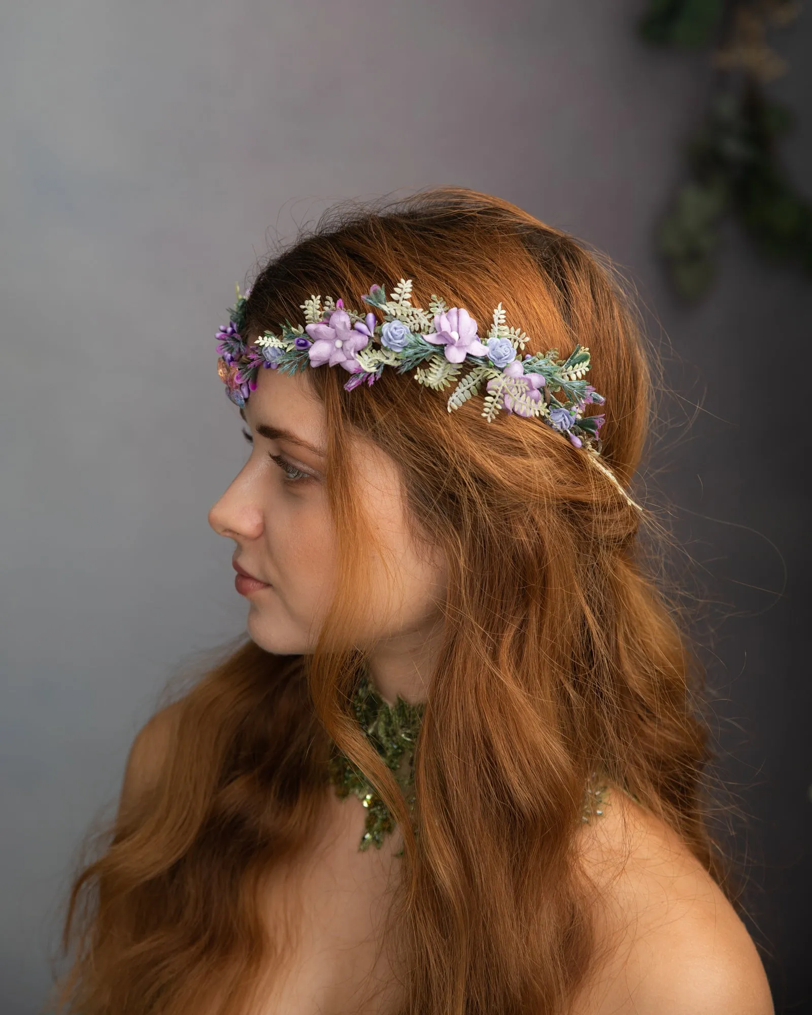 Lilac elf flower tiara