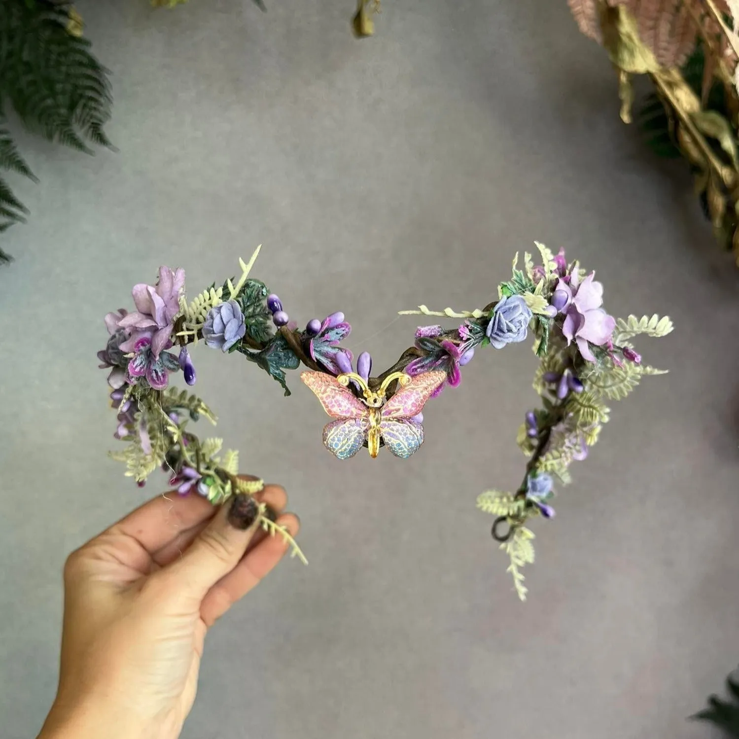 Lilac elf flower tiara