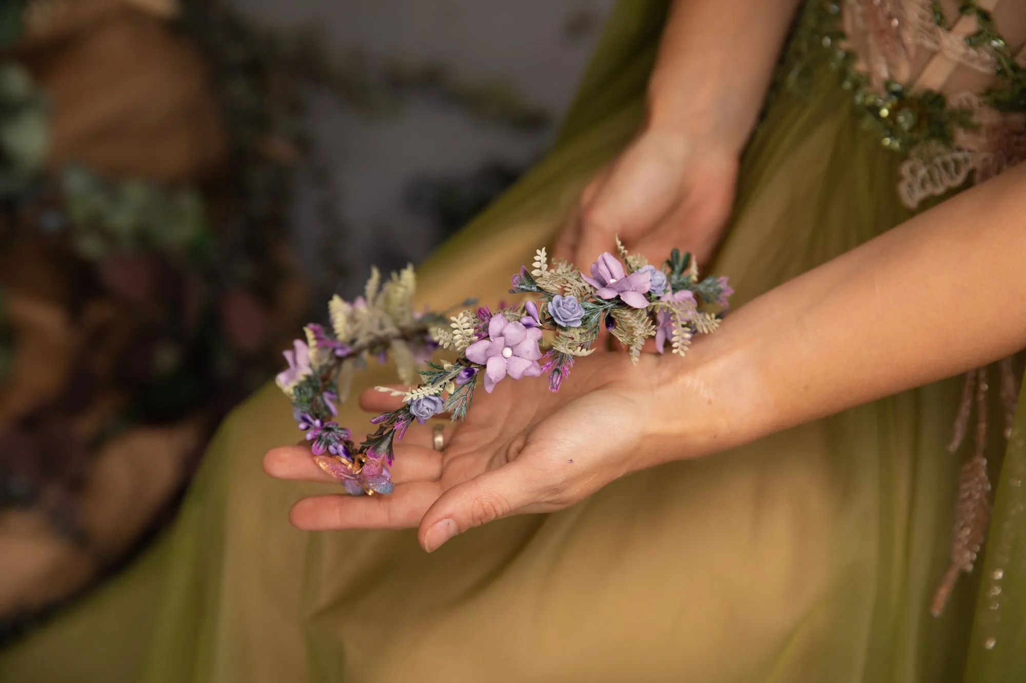 Lilac elf flower tiara