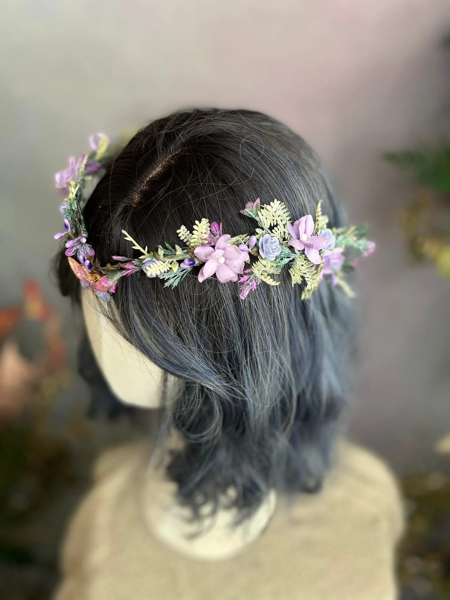 Lilac elf flower tiara