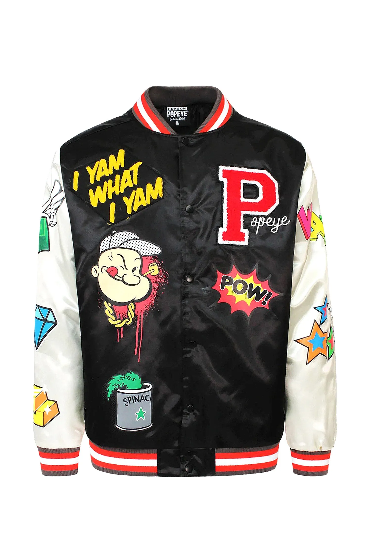 Men's Popeye Pow Satin Bomber Jacket