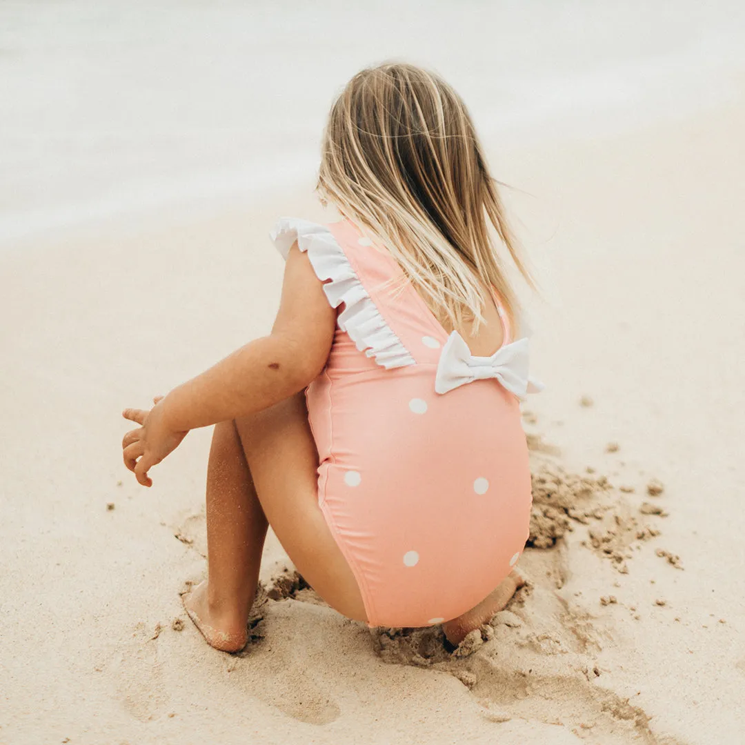 Mini Ruffle One-Piece, Pink Dottie