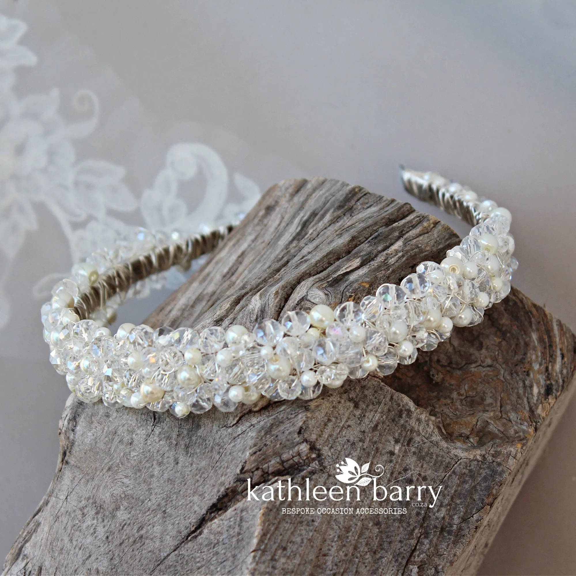 Mishka Crystal & Pearl Bridal headband - Tiara Crown