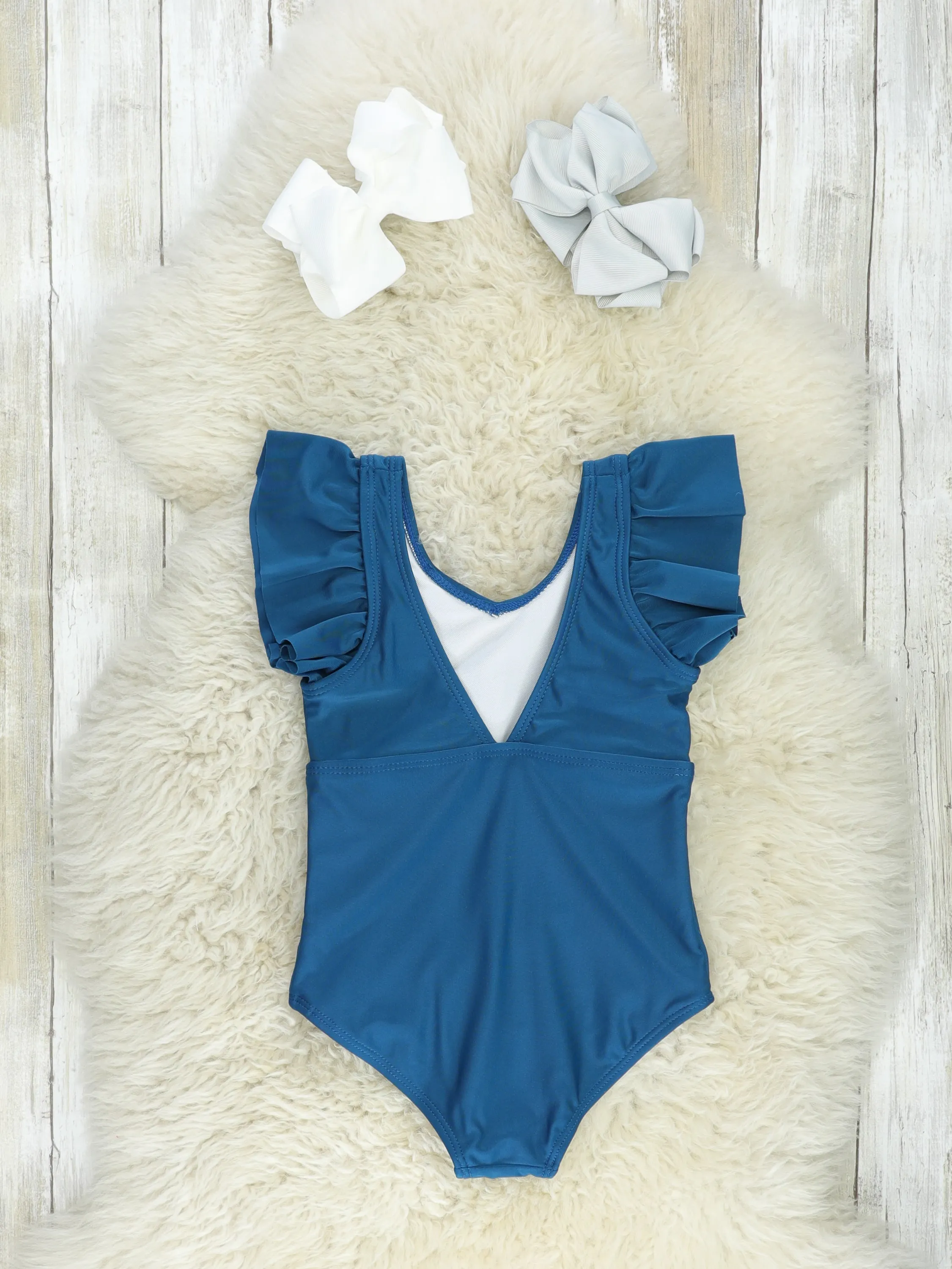 Mom & Me Navy Ruffle One-Piece Swimsuit