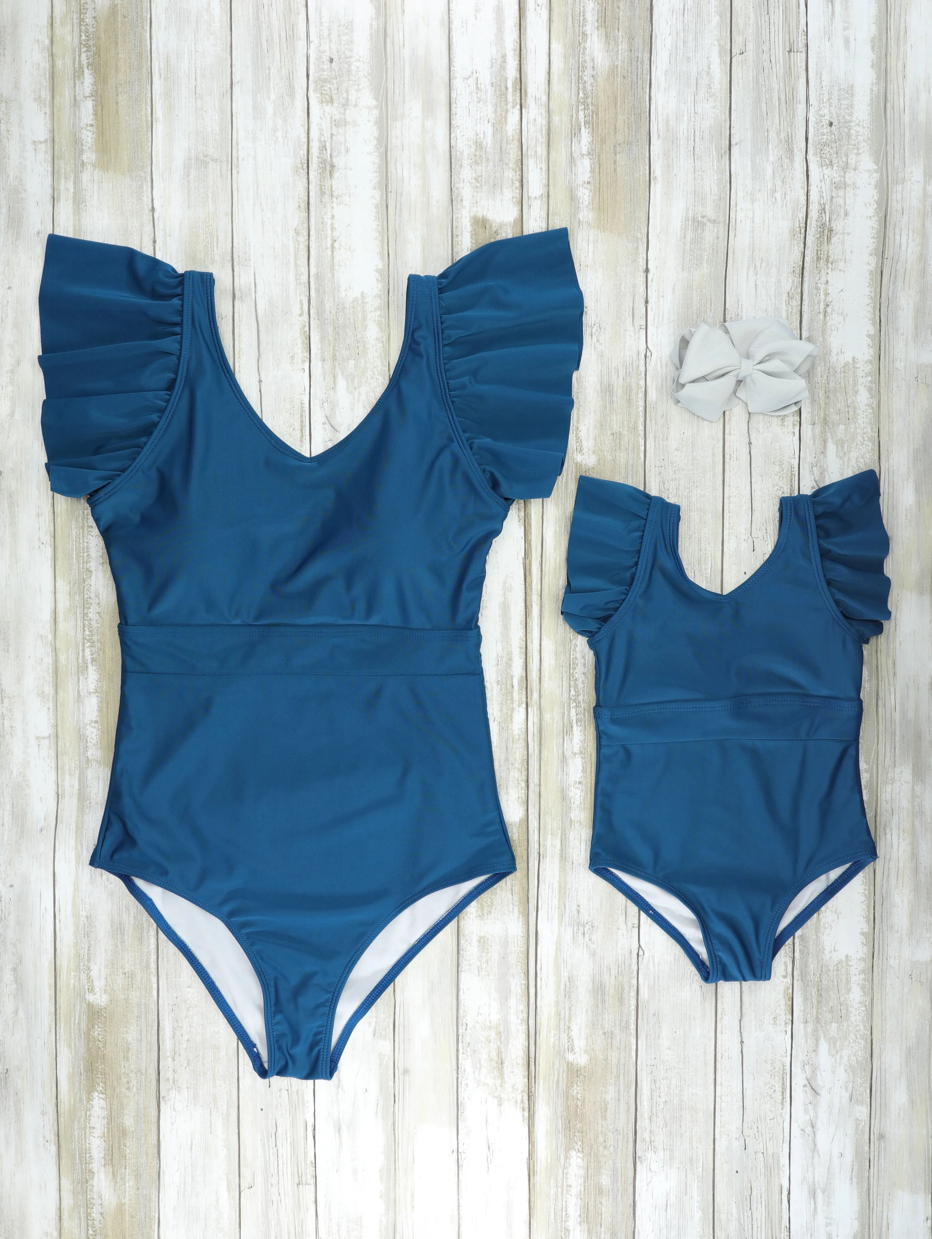 Mom & Me Navy Ruffle One-Piece Swimsuit