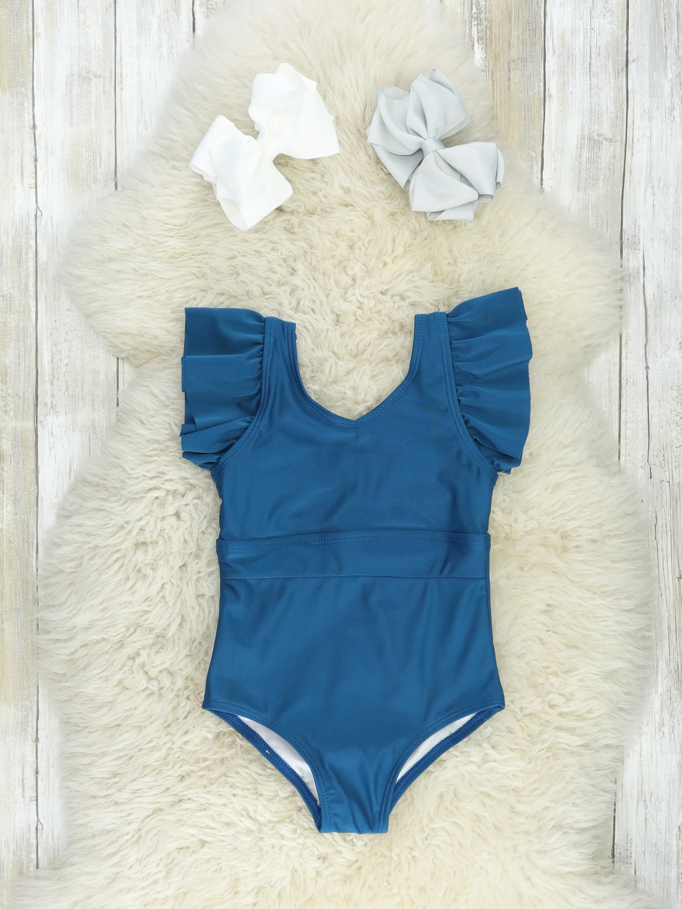 Mom & Me Navy Ruffle One-Piece Swimsuit