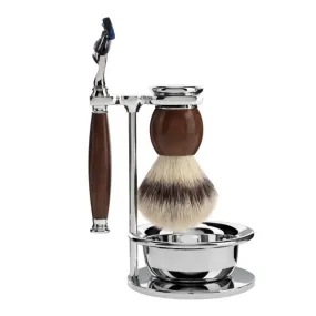 MUHLE Sophist, Ironwood, Shaving Set with bowl, Gillette Fusion 5 Razor & Silvertip Fibre Brush