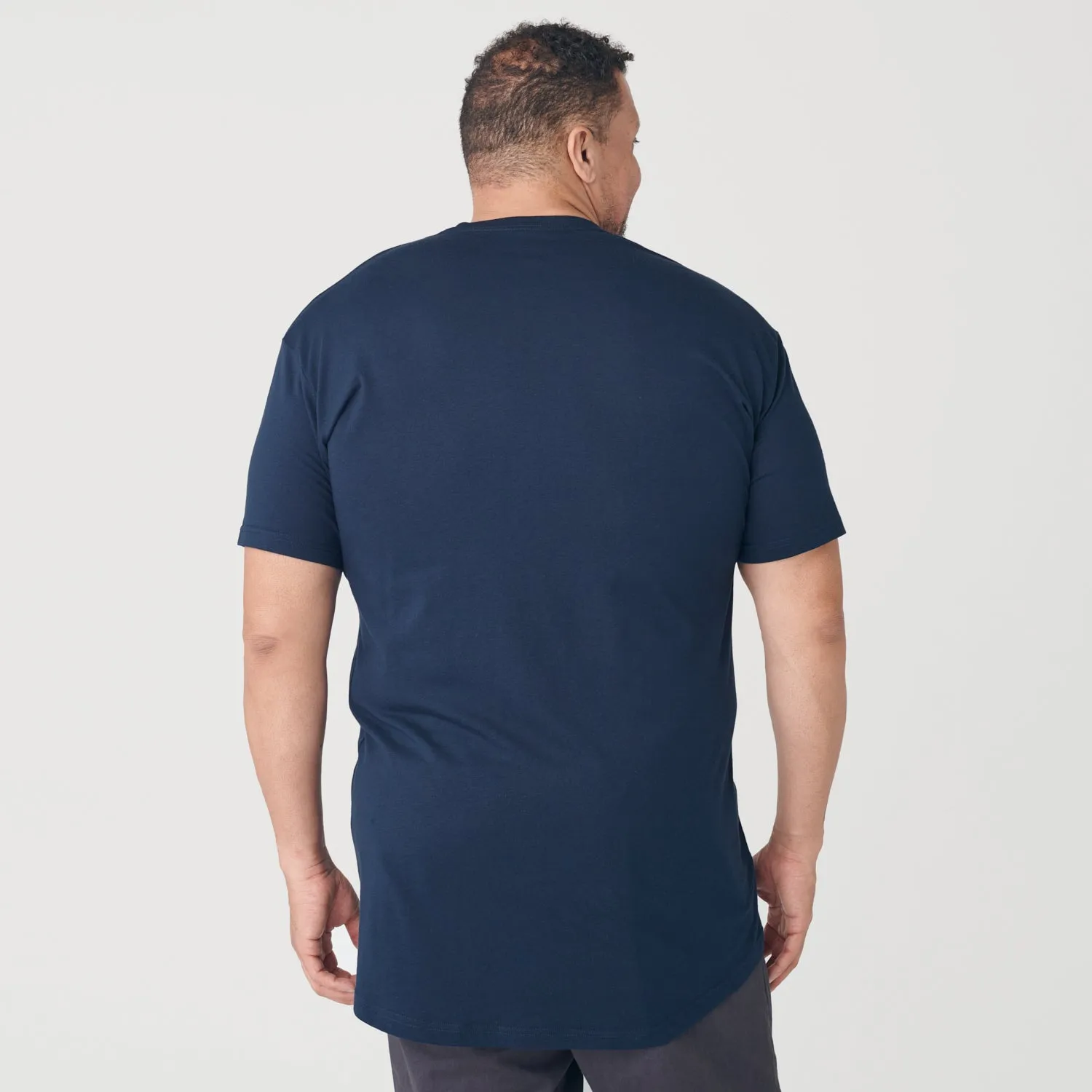 Navy Tall Round Hem Crew Neck T-Shirt