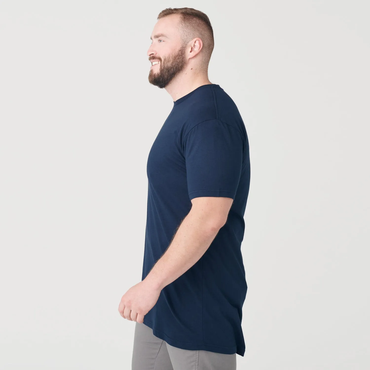 Navy Tall Round Hem Crew Neck T-Shirt