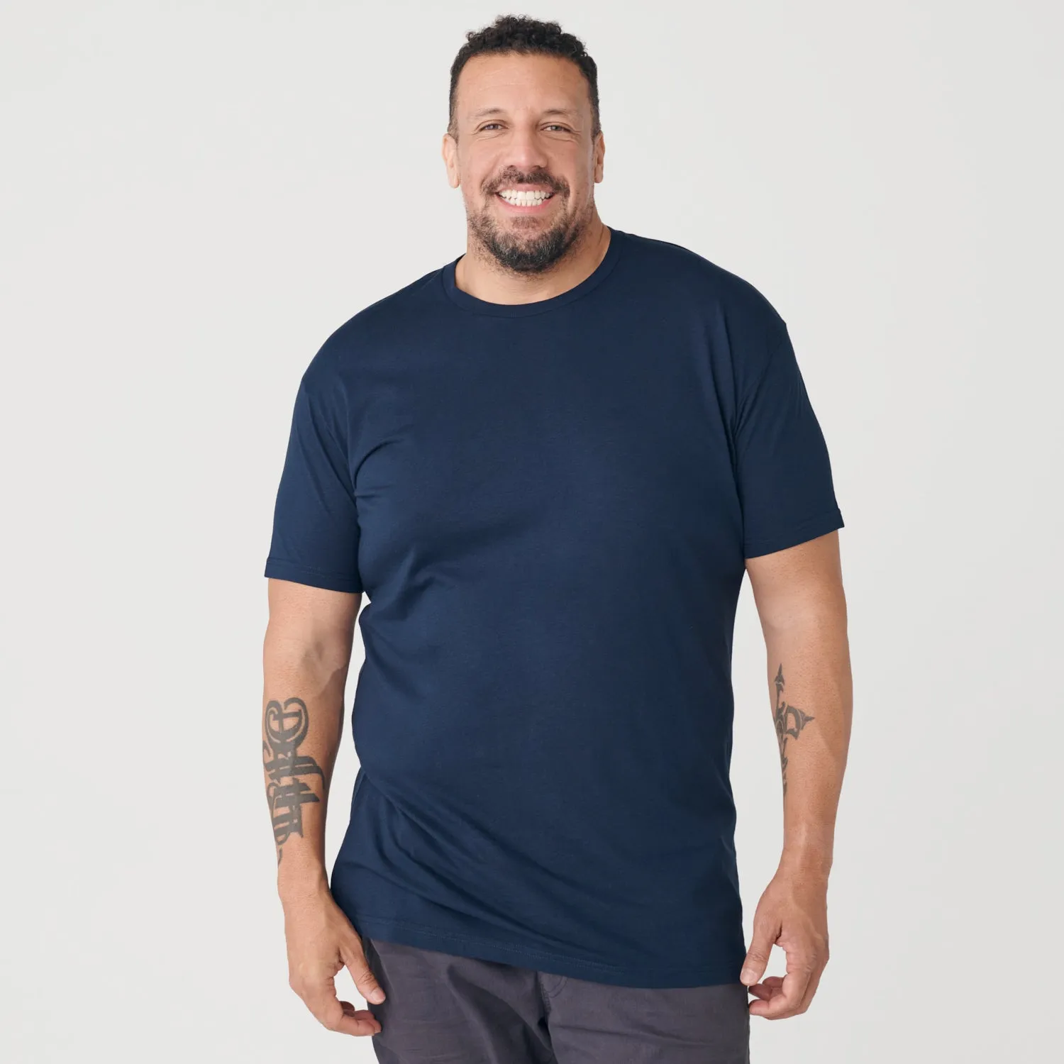 Navy Tall Round Hem Crew Neck T-Shirt