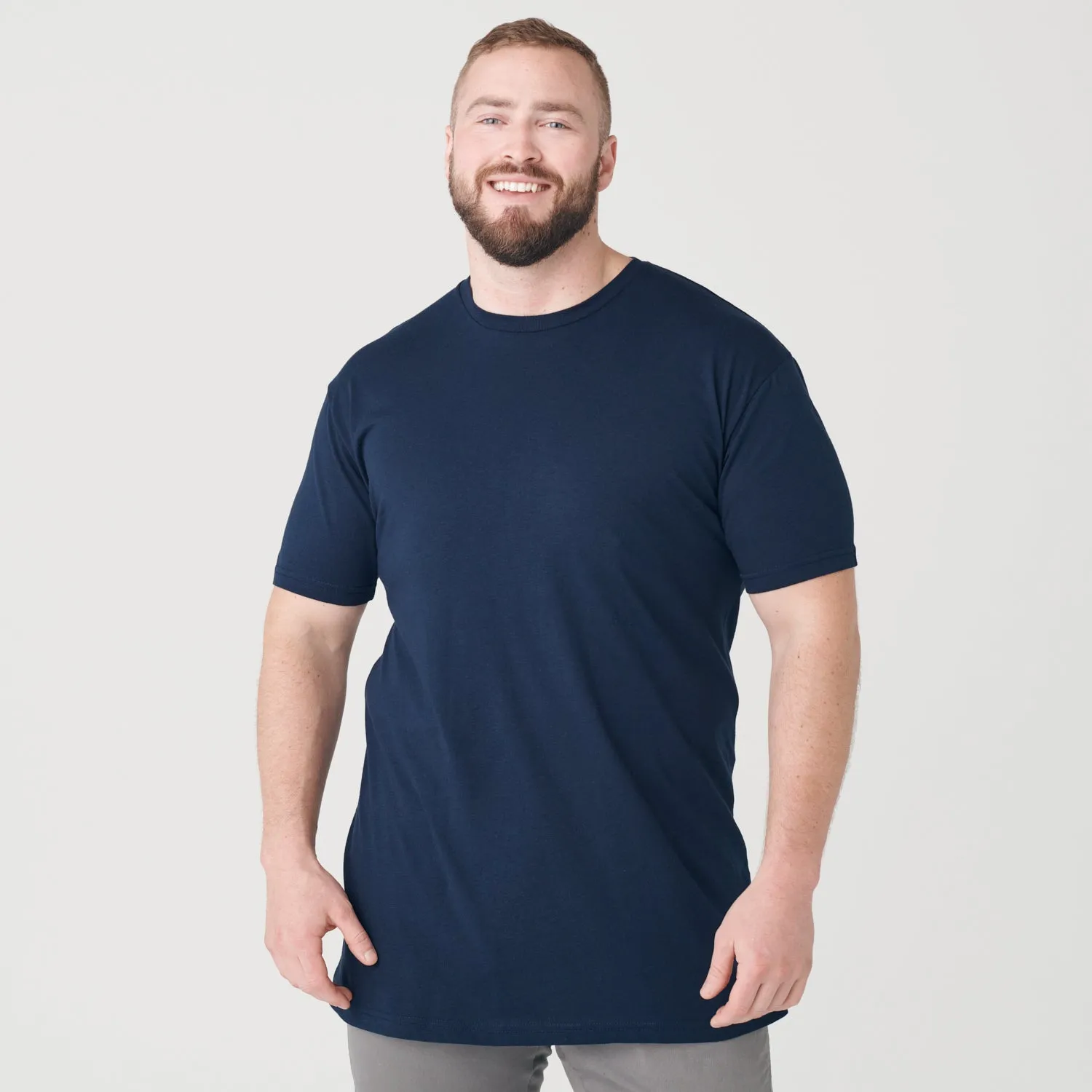 Navy Tall Round Hem Crew Neck T-Shirt