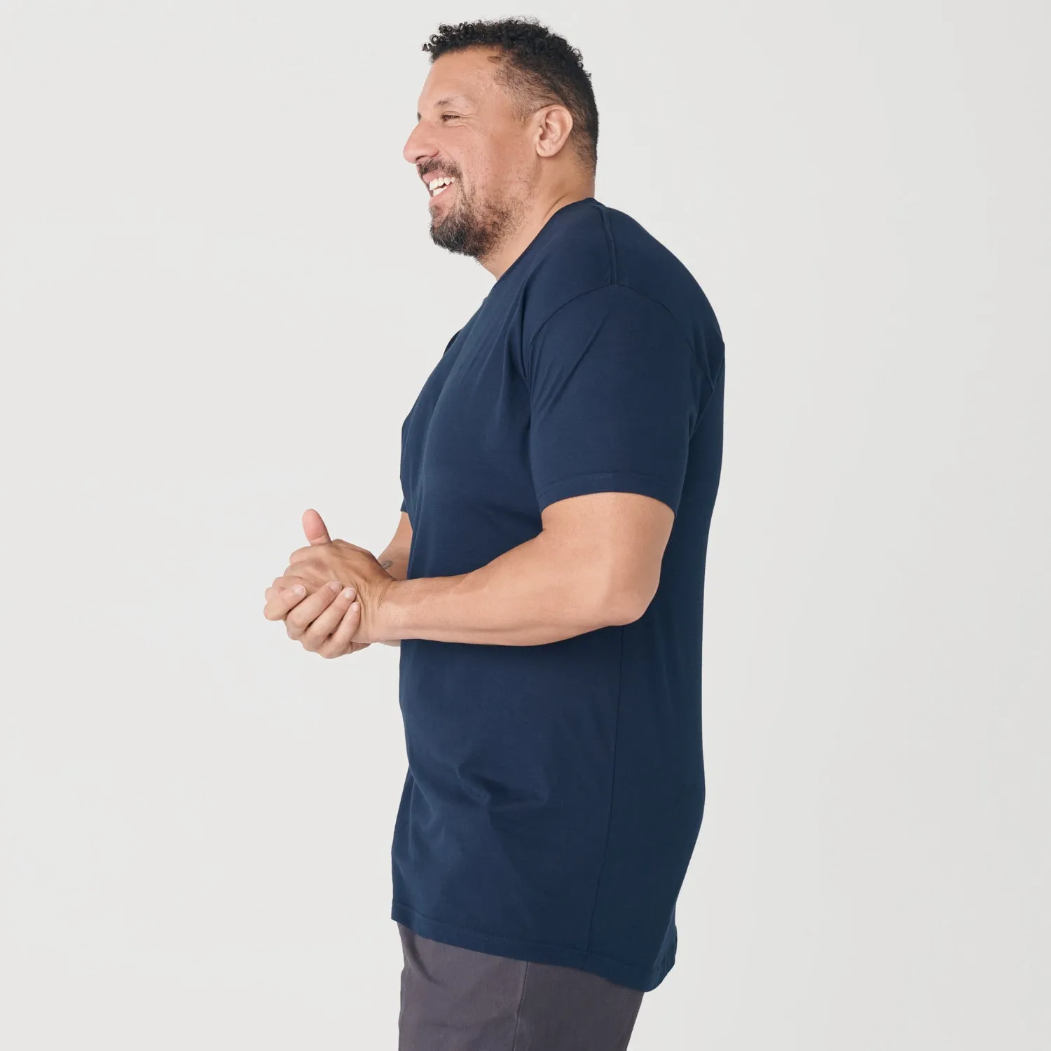 Navy Tall Round Hem Crew Neck T-Shirt