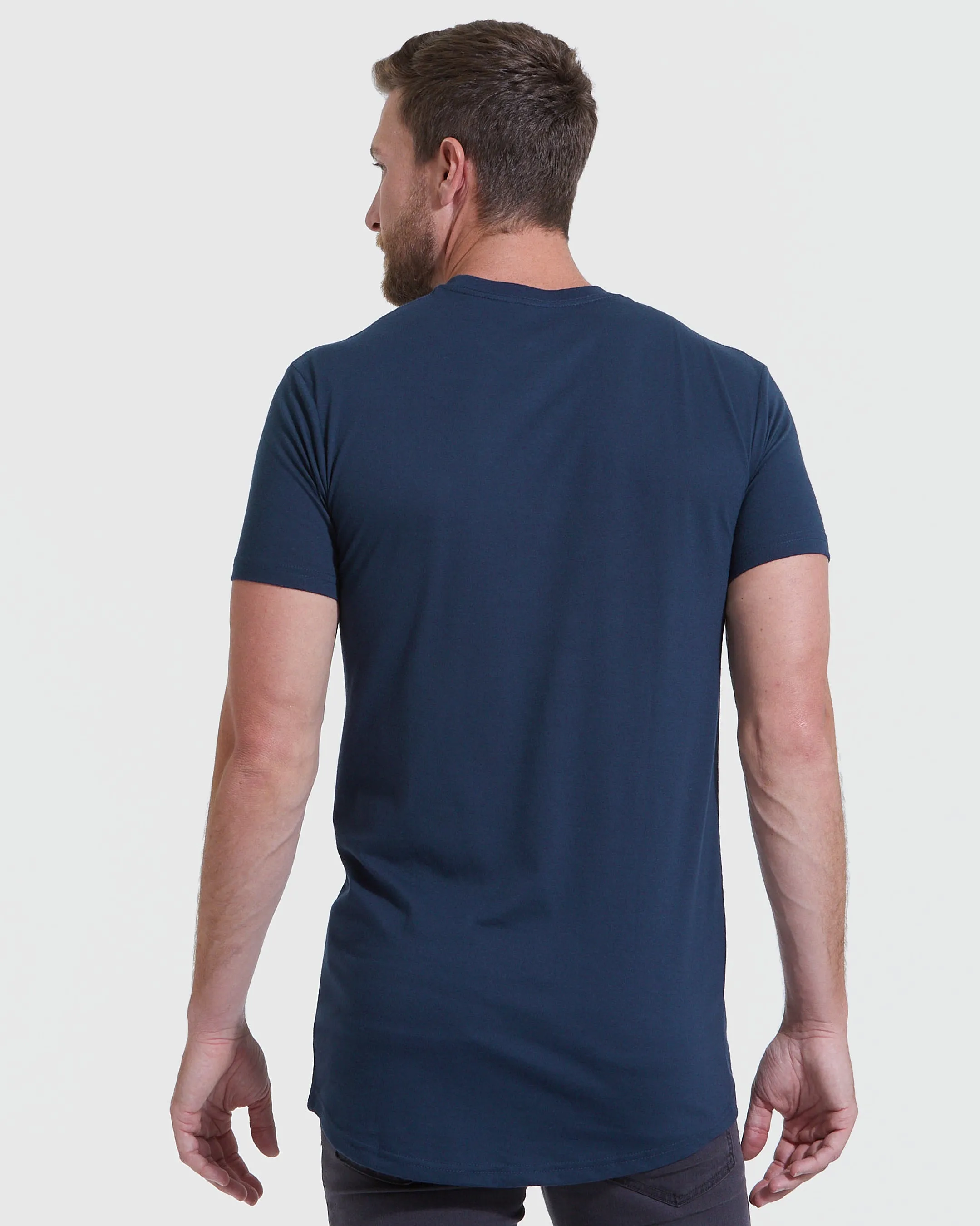 Navy Tall Round Hem Crew Neck T-Shirt