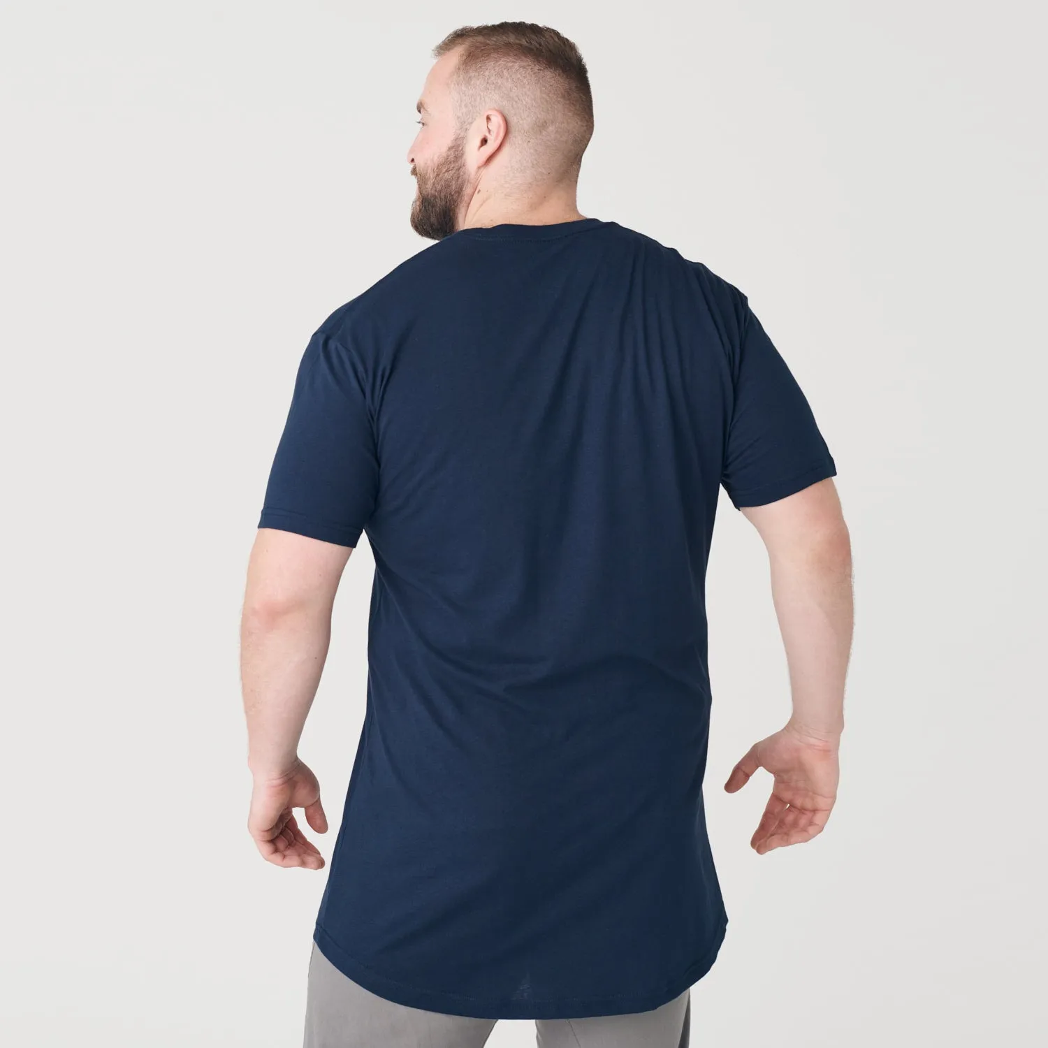 Navy Tall Round Hem Crew Neck T-Shirt