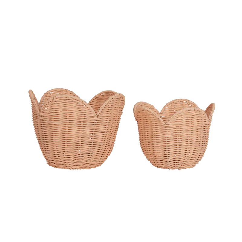 Olli Ella Rattan Lily Basket Set -  Seashell Pink