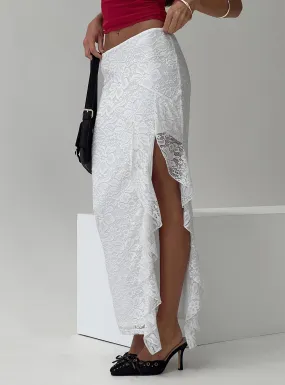 Patisserie Lace Maxi Skirt White