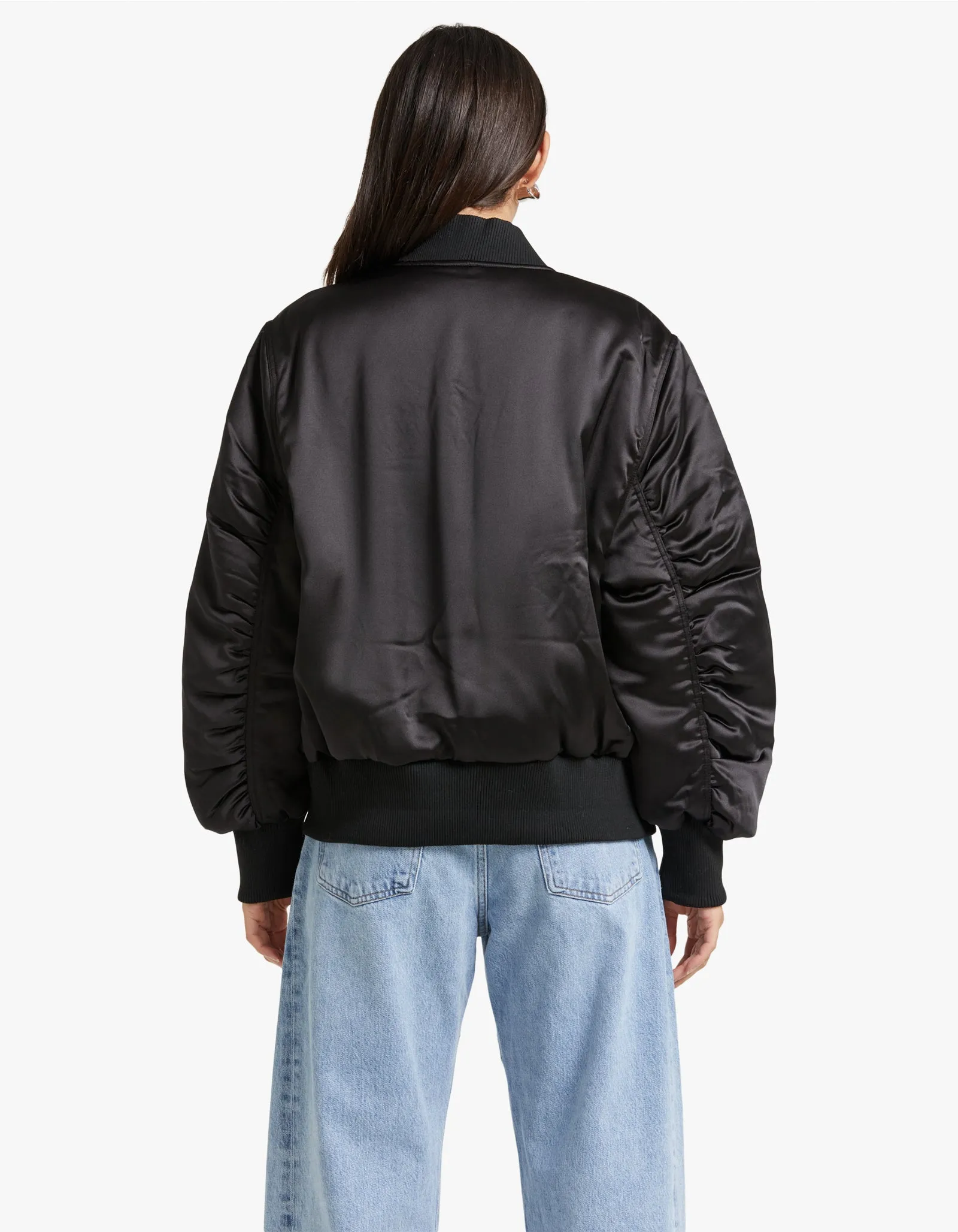 Penny Satin Bomber - Black