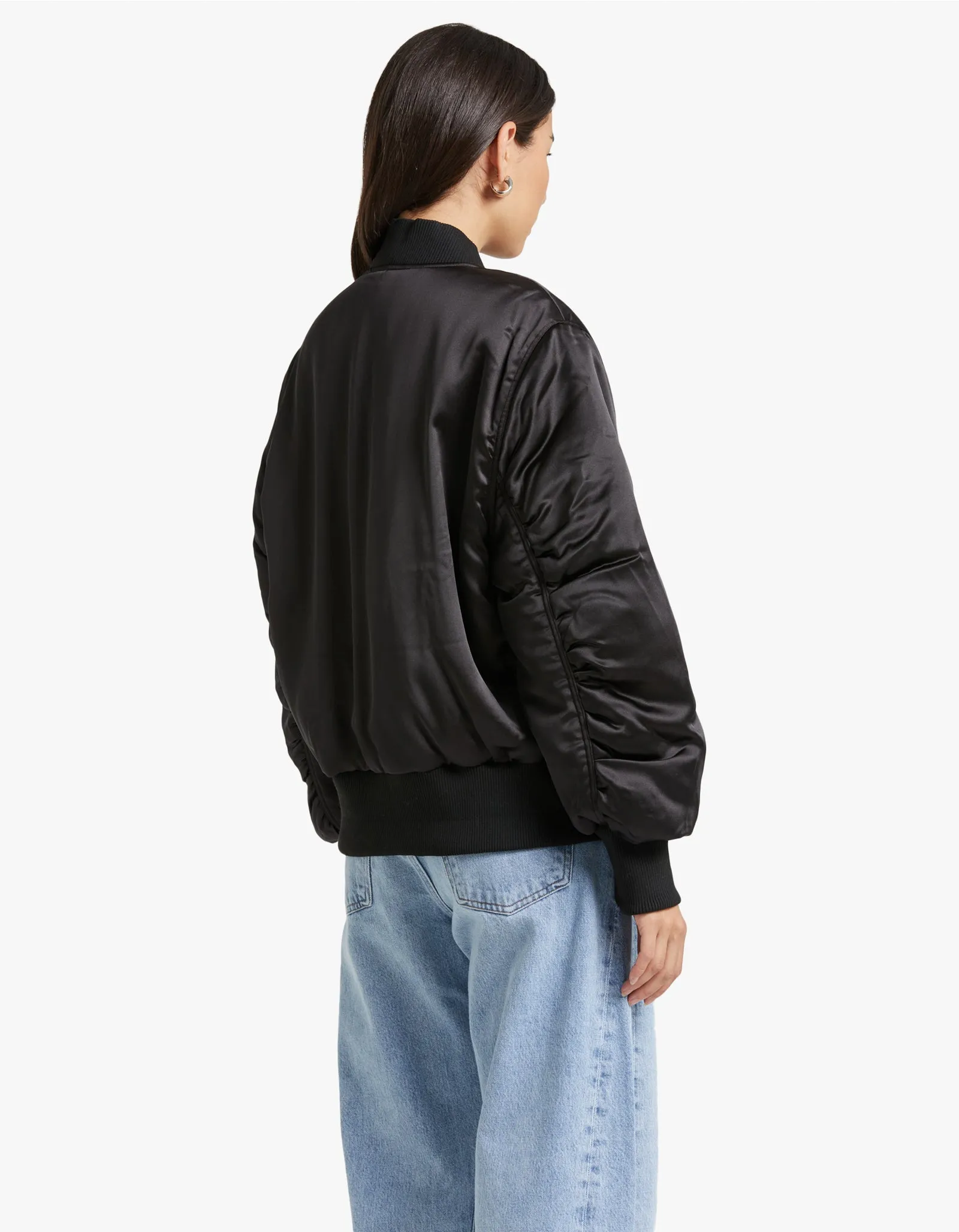 Penny Satin Bomber - Black