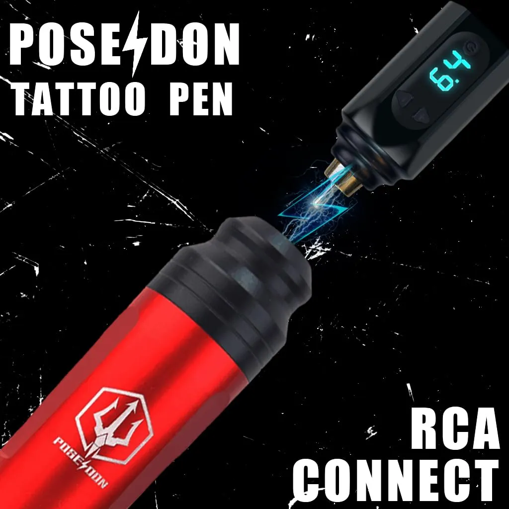 Poseidon Wireless Tattoo Pen Machine Kit - Red STK035-A