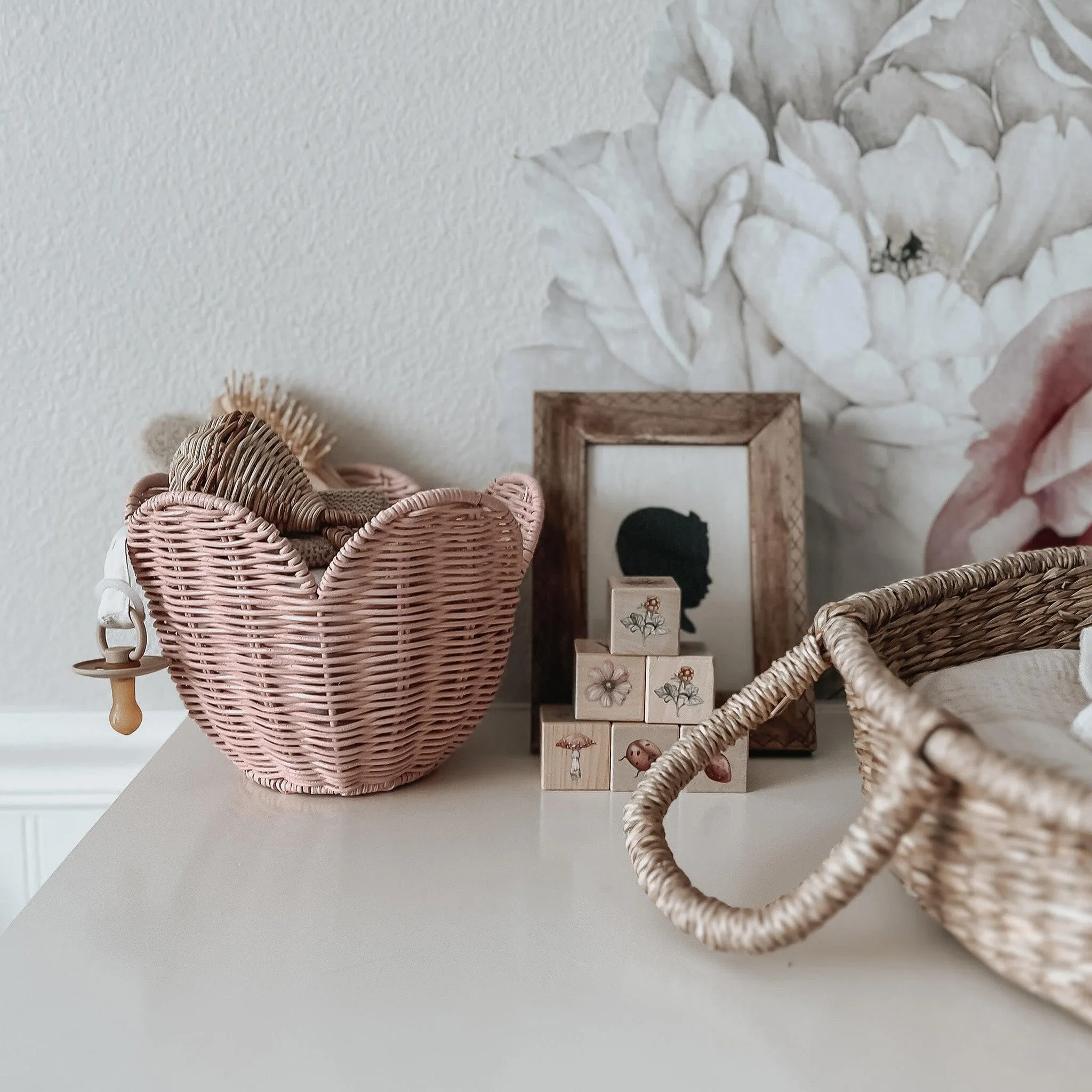 Rattan Lily Basket Set | Blush