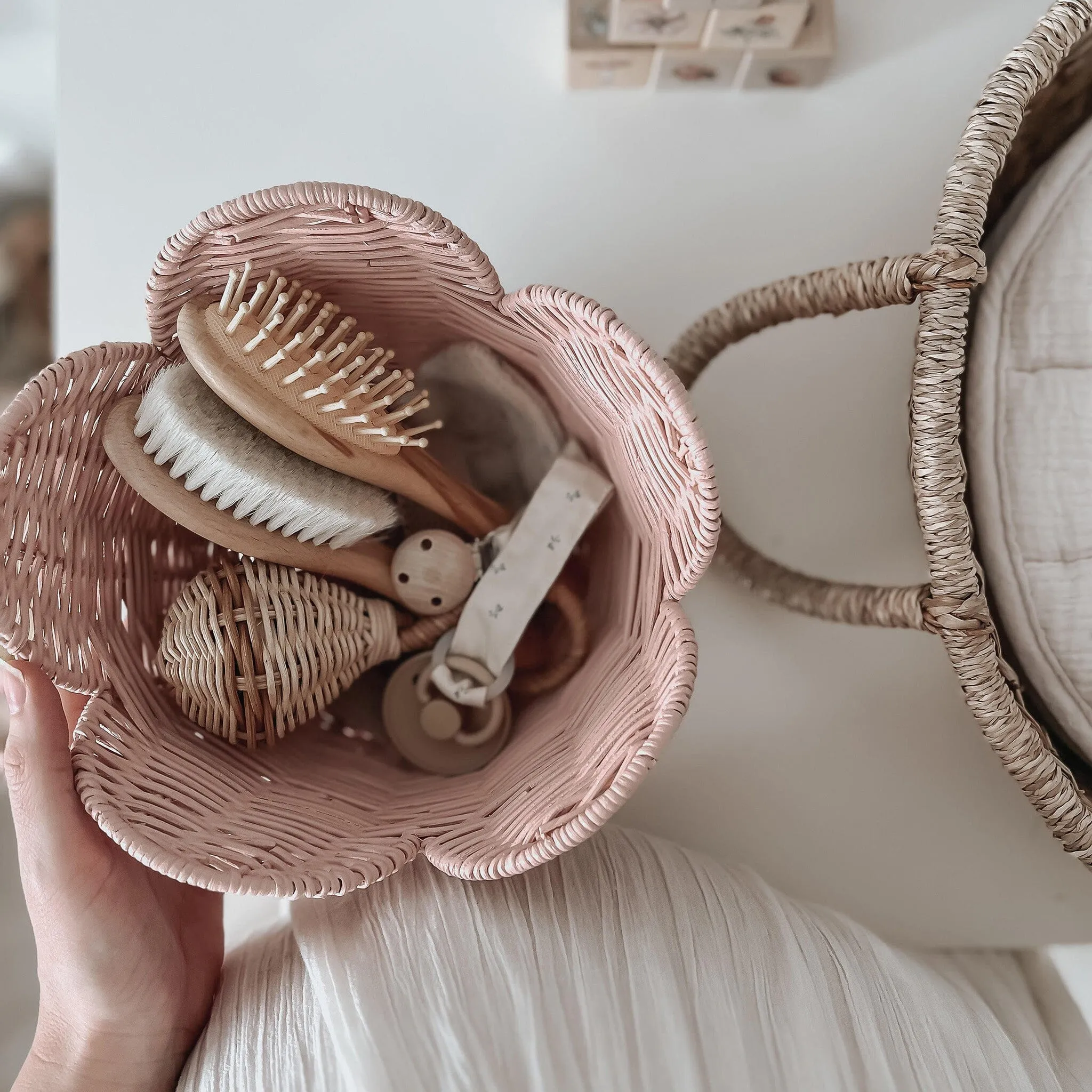 Rattan Lily Basket Set | Blush