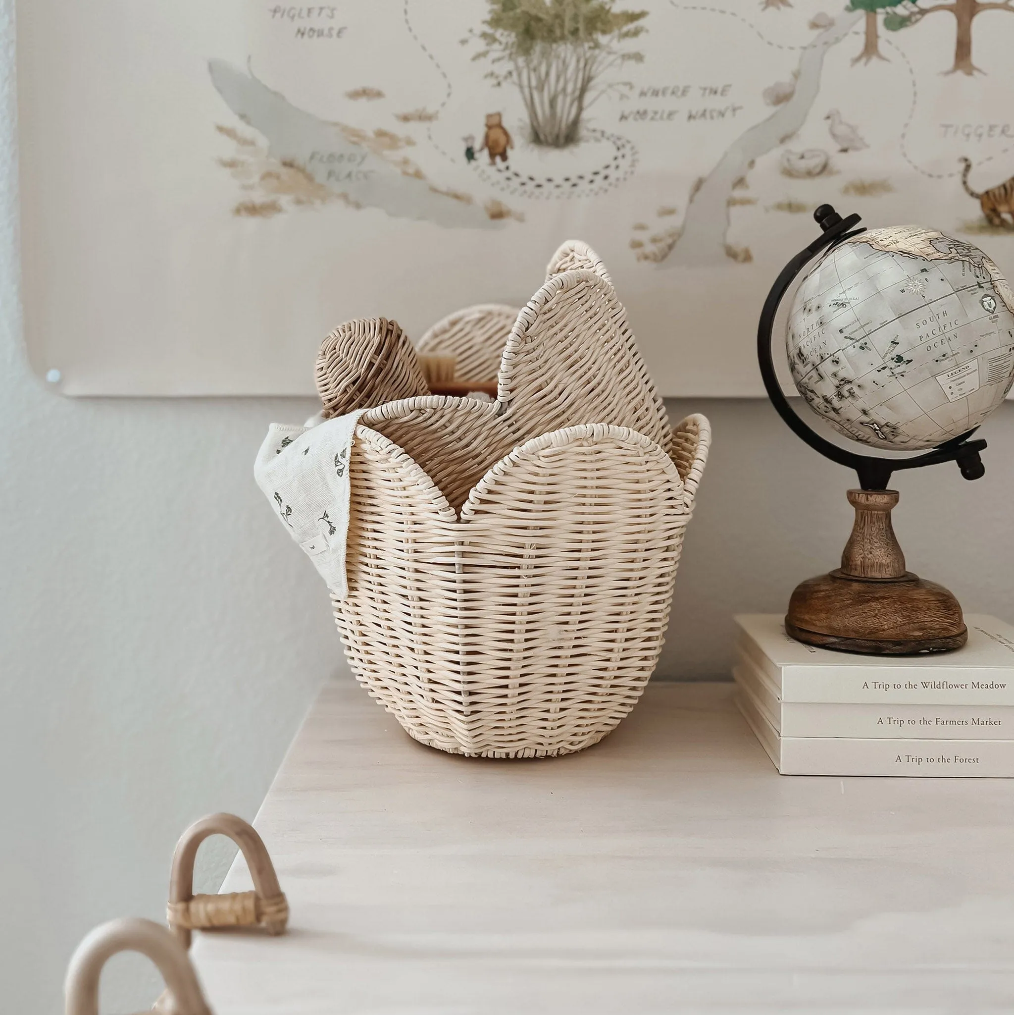 Rattan Lily Basket Set | Butter Cream