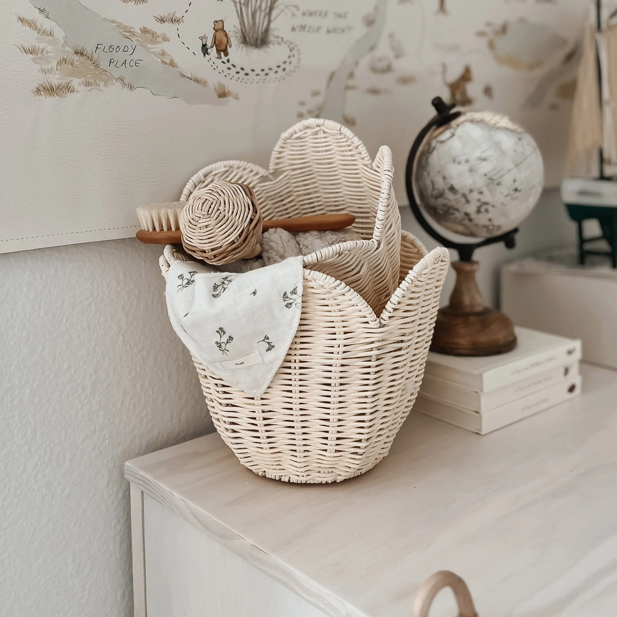 Rattan Lily Basket Set | Butter Cream