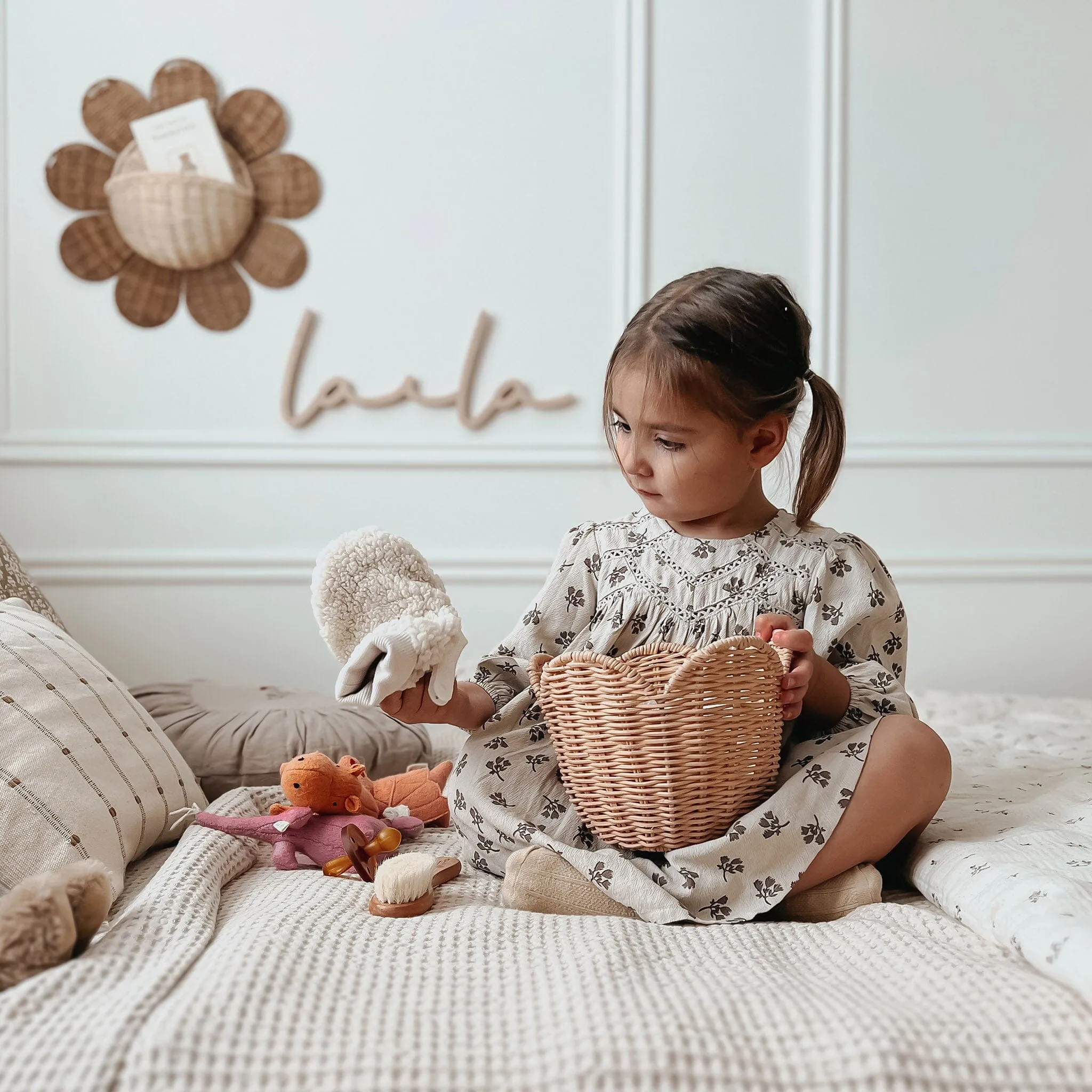 Rattan Lily Basket Set | Seashell Pink