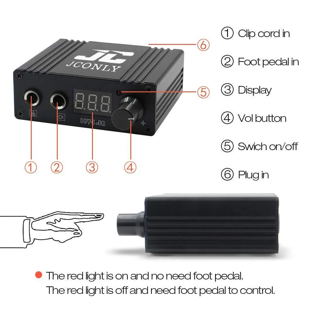 Rotary Tattoo Pen Machine Kit - F1X Machine By Jconly, Complete Kit for Beginner and Pro Tattoo Artists - Black