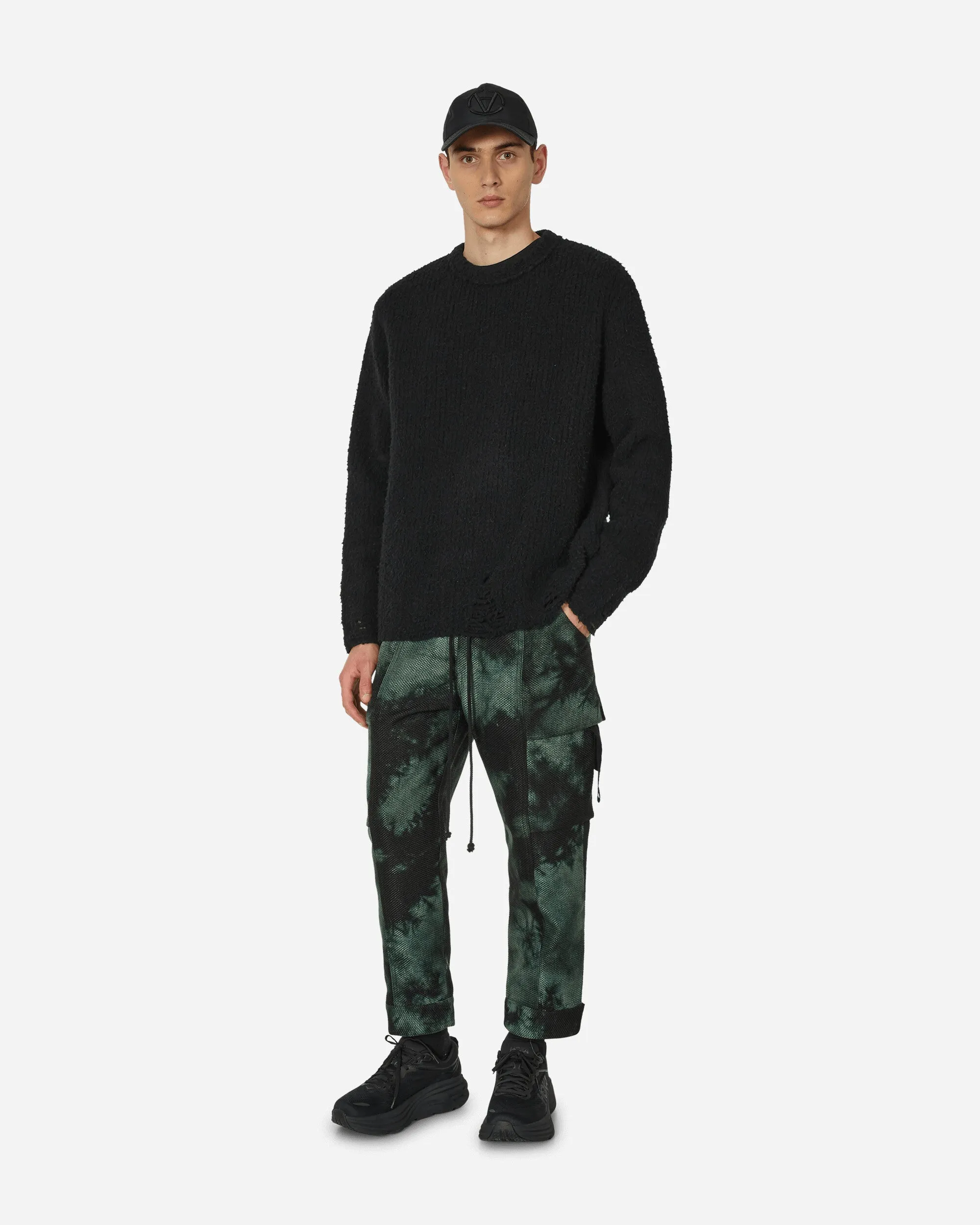 Rounded Velvet Tabbed Cargo Pants Green