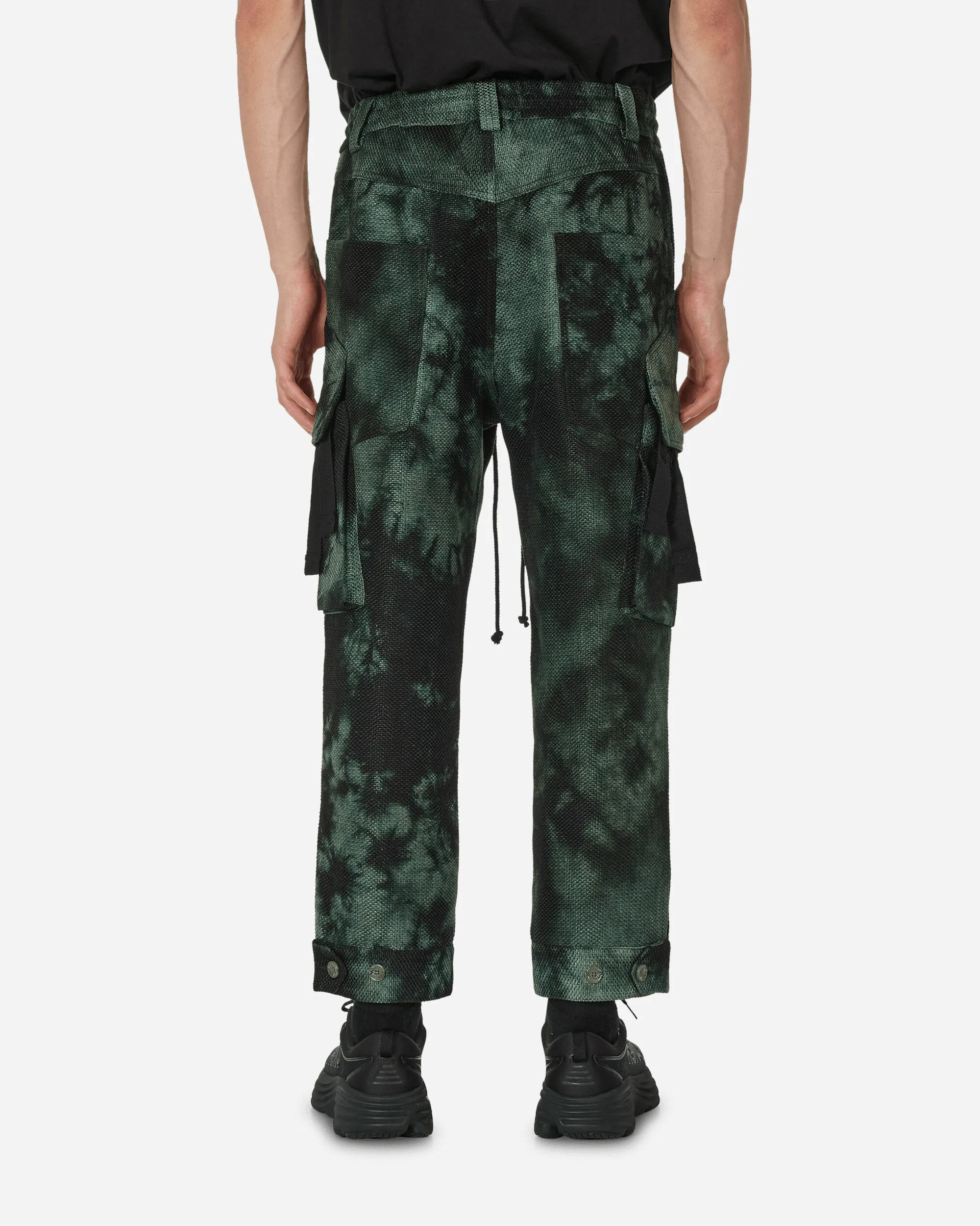 Rounded Velvet Tabbed Cargo Pants Green