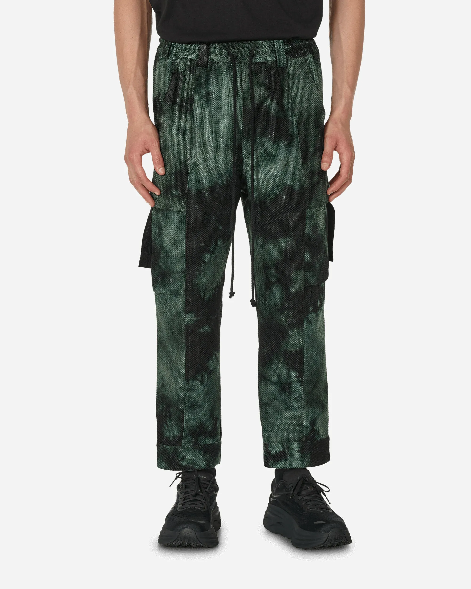 Rounded Velvet Tabbed Cargo Pants Green